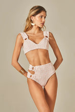 Cargar imagen en el visor de la galería, Model Front: Empress Bottom Bottom Hoop Sloane Pink Tweed Texture