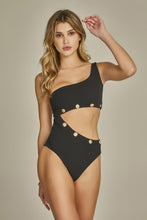 Cargar imagen en el visor de la galería, Model Front: Empress One-Piece Body Capitan Textura Pique Preto