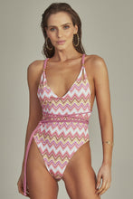 Cargar imagen en el visor de la galería, Gallery: Empress One-Piece Leticia Body Pink Chevron
